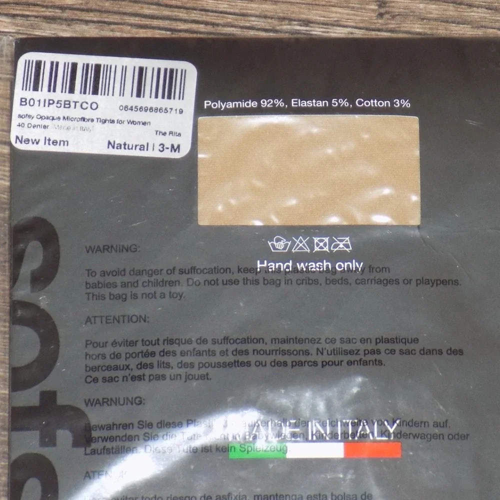 sofsy Microfibre Tights Women 3-M Natural NEW Opaque 40 Denier‎ Made in Italy